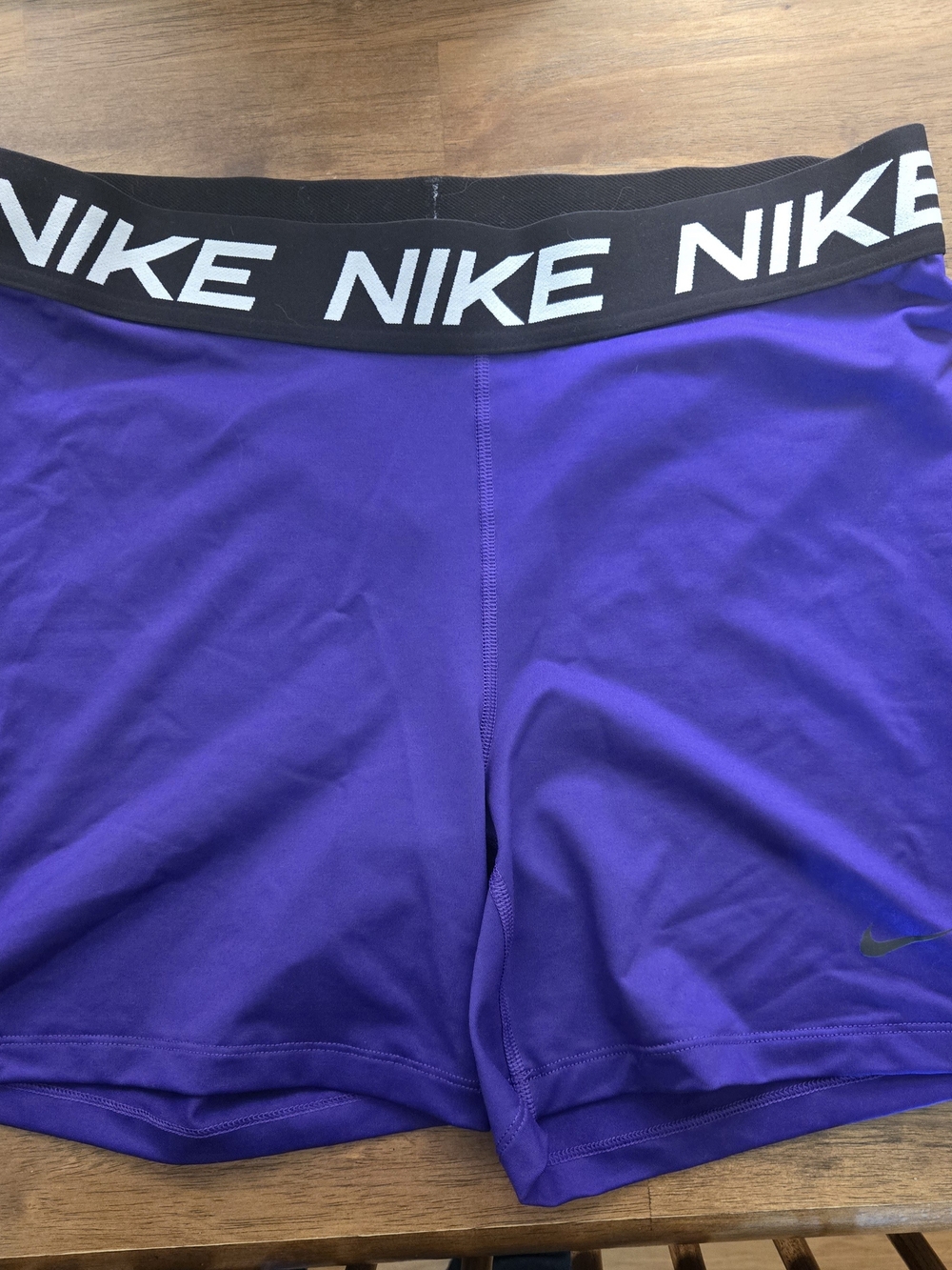 Nike Women's Purple Athletic Bike Shorts with Branded Waistband